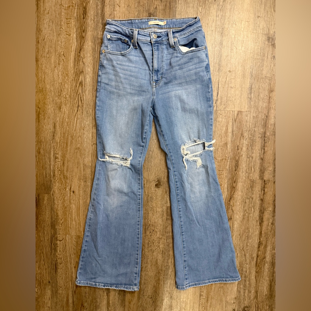 Levis 726 Distressed Flare Jeans